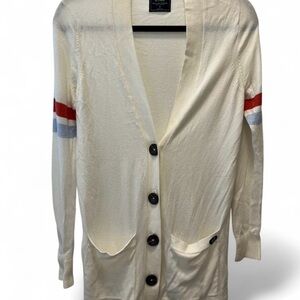 Abercrombie & Fitch Cream Cardigan with Red and Gray Accents